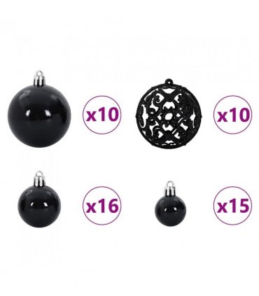 vidaXL Christmas Bauble Set with 300 LEDs 120 pcs Black Plastic