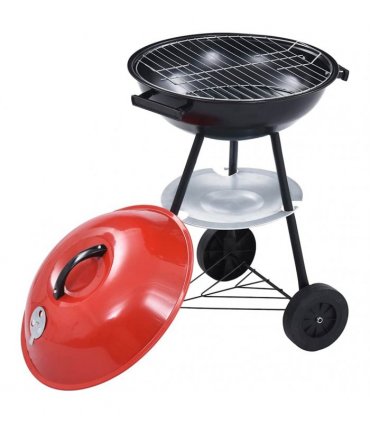 vidaXL Portable XXL Charcoal Kettle BBQ Grill with Wheels 44 cm