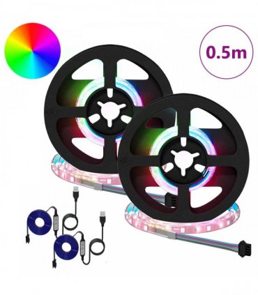 vidaXL LED Strip 2 pcs Black and Transparent 250 mm Copper and Plastic