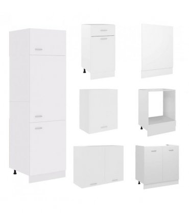 vidaXL 7 Piece Kitchen Cabinet Set Lyon White Engineered Wood