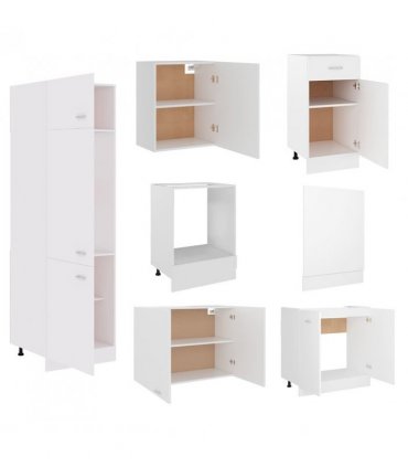vidaXL 7 Piece Kitchen Cabinet Set Lyon White Engineered Wood