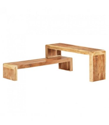 vidaXL 2 Piece TV Cabinet Solid Acacia Wood