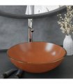 vidaXL Bathroom Sink with Tap and Push Drain Brown Tempered Glass