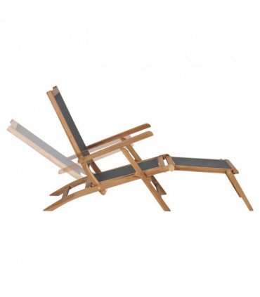 vidaXL Deck Chair | Black | Solid Teak Wood | 152 cm x 60 cm x 90 cm | Foldable