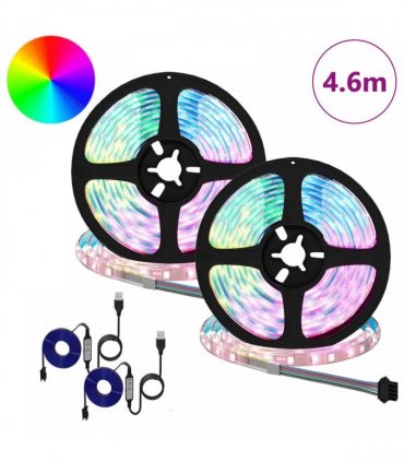 vidaXL LED Strip 2 pcs Black and Transparent 2300 mm