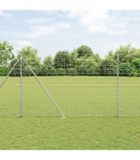 vidaXL Welded Wire Fence with Spikes 25 x 1.6 m Galvanised Steel Mesh