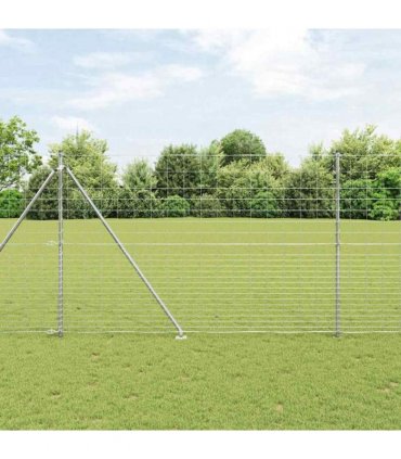 vidaXL Welded Wire Fence with Spikes 25 x 1.6 m Galvanised Steel Mesh