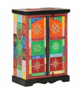vidaXL Hand Painted Sideboard with Doors 53x30x75 cm Solid Wood Mango