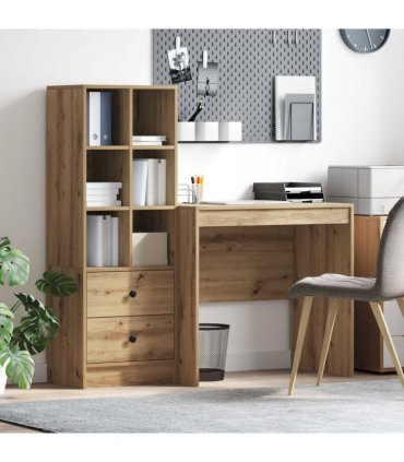 vidaXL Desk with Drawer with Shelf with Storage 2 pcs Artisan Oak