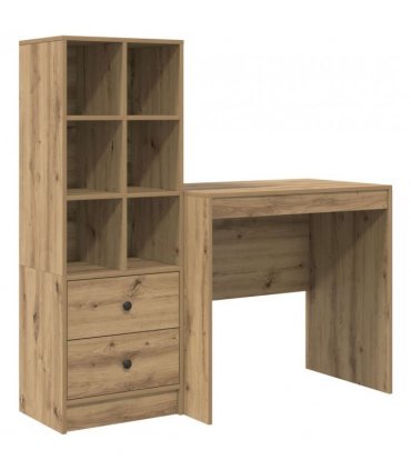vidaXL Desk with Drawer with Shelf with Storage 2 pcs Artisan Oak