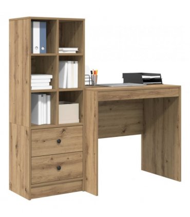 vidaXL Desk with Drawer with Shelf with Storage 2 pcs Artisan Oak
