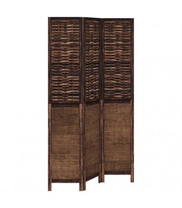 vidaXL Room Divider 3 Panels Dark Brown Solid Wood Paulownia