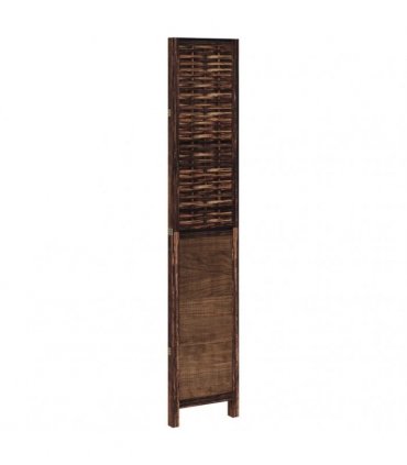 vidaXL Room Divider 3 Panels Dark Brown Solid Wood Paulownia