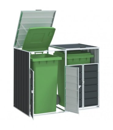 vidaXL Wheelie Bin Storage for Double Bins Anthracite 144x81x113 cm Steel