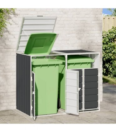 vidaXL Wheelie Bin Storage for Double Bins Anthracite 144x81x113 cm Steel