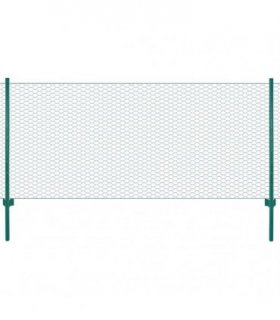 vidaXL Wire Mesh Fence with Posts Steel 25x0.5 m Green