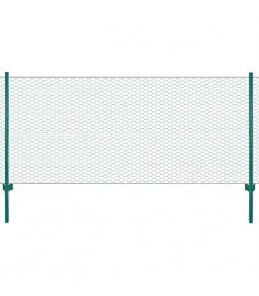 vidaXL Wire Mesh Fence with Posts Steel 25x0.5 m Green
