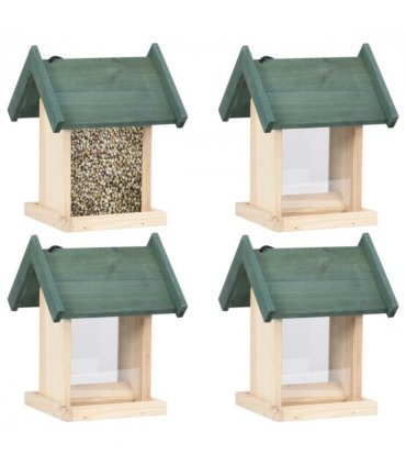 vidaXL Bird Feeders 4 pcs Firwood
