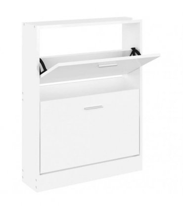 vidaXL Shoe Cabinet High Gloss White 59x17x81 cm Engineered Wood
