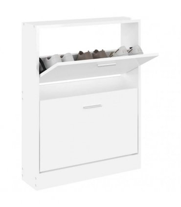 vidaXL Shoe Cabinet High Gloss White 59x17x81 cm Engineered Wood