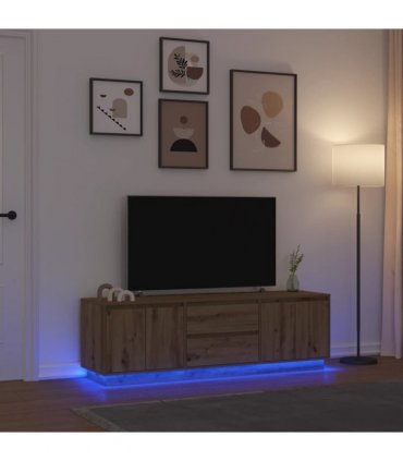 vidaXL TV Cabinet with LED Lights Artisan Oak 160.5x41x50 cm