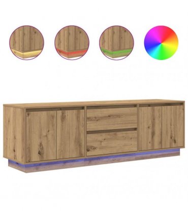 vidaXL TV Cabinet with LED Lights Artisan Oak 160.5x41x50 cm