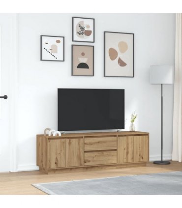 vidaXL TV Cabinet with LED Lights Artisan Oak 160.5x41x50 cm