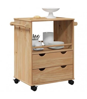 vidaXL Kitchen Trolley OTTA 59x45x80 cm Solid Wood Pine