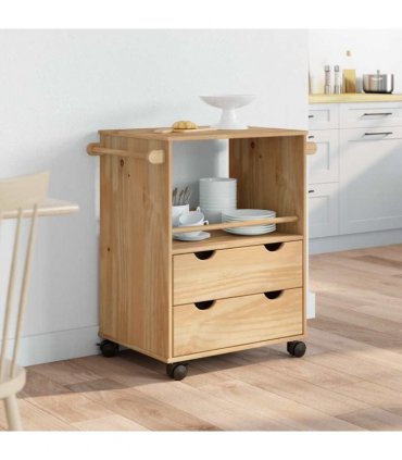 vidaXL Kitchen Trolley OTTA 59x45x80 cm Solid Wood Pine