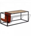 vidaXL Coffee Table with Genuine Leather Magazine Holder 110x50x45 cm