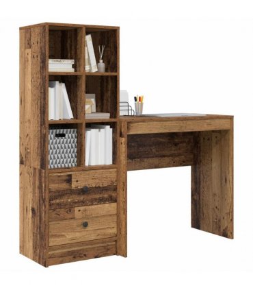 vidaXL Desk with Drawer with Shelf with Storage 2 pcs Old Wood