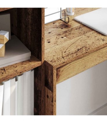 vidaXL Desk with Drawer with Shelf with Storage 2 pcs Old Wood