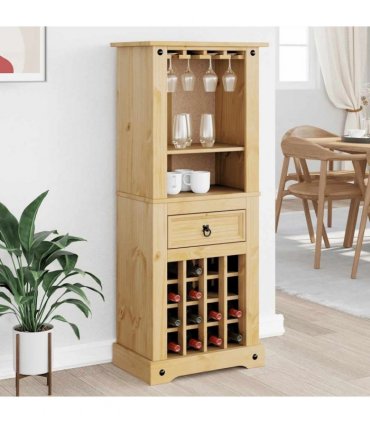 vidaXL Wine Rack Corona 56x35x134.5 cm Solid Wood Pine