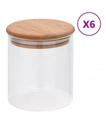 vidaXL Storage Glass Jars with Bamboo Lid 6 pcs 600 ml