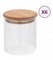 vidaXL Storage Glass Jars with Bamboo Lid 6 pcs 600 ml
