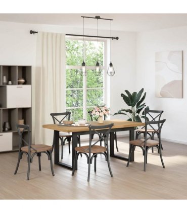vidaXL Dining Table NOAIN U-Shaped Legs 180x90x75 cm Solid Wood Pine
