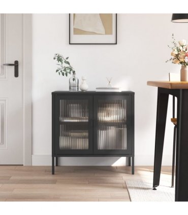 vidaXL Sideboard Black 70x35x70 cm Glass and Steel