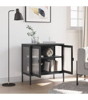 vidaXL Sideboard Black 70x35x70 cm Glass and Steel