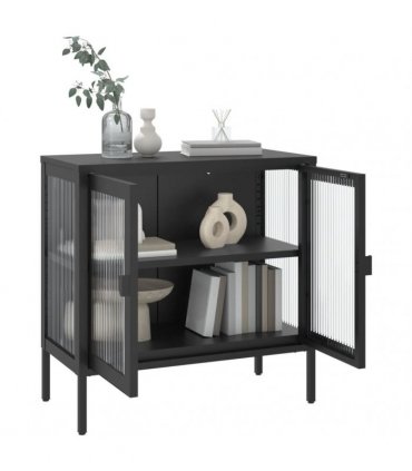 vidaXL Sideboard Black 70x35x70 cm Glass and Steel
