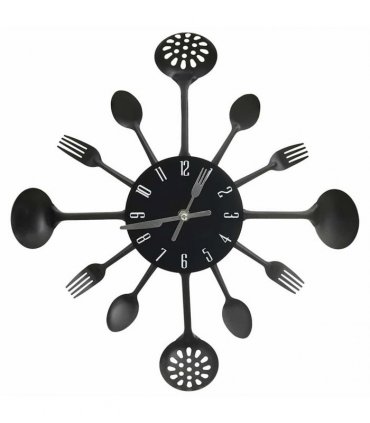 vidaXL Wall Clock with Spoon and Fork Design Black 40 cm Aluminium