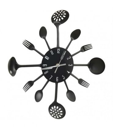 vidaXL Wall Clock with Spoon and Fork Design Black 40 cm Aluminium