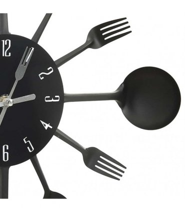 vidaXL Wall Clock with Spoon and Fork Design Black 40 cm Aluminium