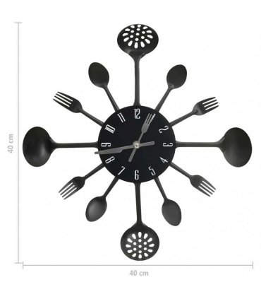 vidaXL Wall Clock with Spoon and Fork Design Black 40 cm Aluminium