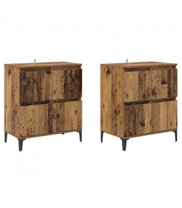 vidaXL Sideboards 2 pcs Old Wood 60 x 35 x 70 cm Engineered Wood