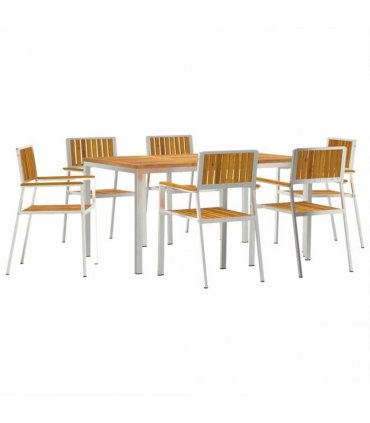 vidaXL Outdoor Dining Set 7 pcs Brown Solid Acacia Wood