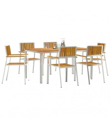 vidaXL Outdoor Dining Set 7 pcs Brown Solid Acacia Wood