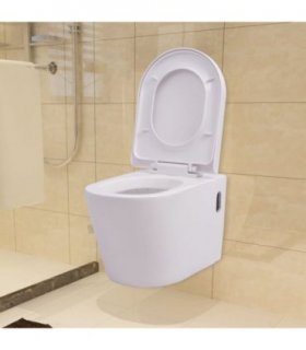 vidaXL Wall Hung Toilet Ceramic White
