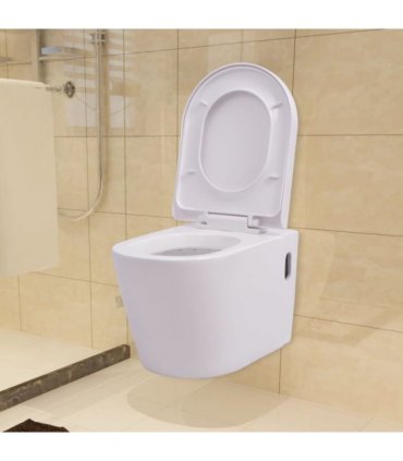 vidaXL Wall Hung Toilet Ceramic White