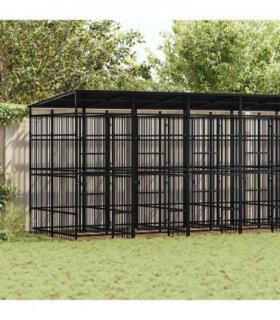 vidaXL Outdoor Dog Kennel with Roof Steel 12.9 m²