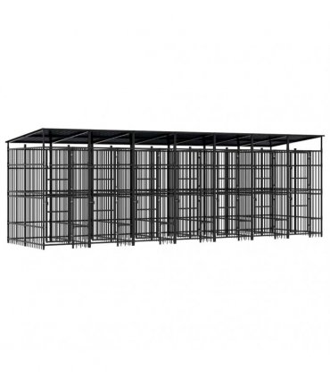 vidaXL Outdoor Dog Kennel with Roof Steel 12.9 m²